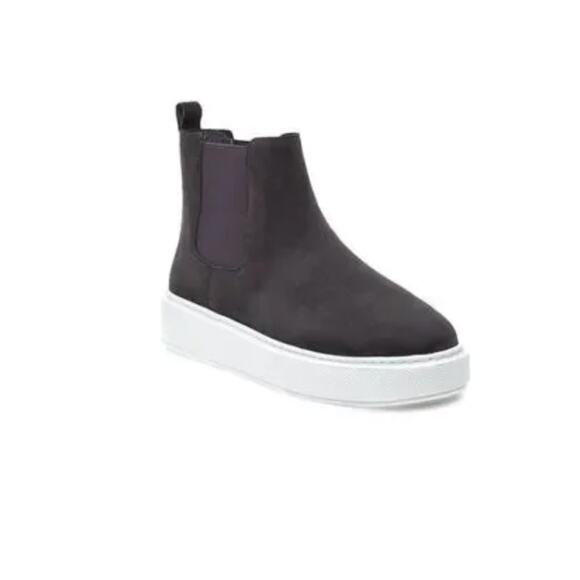 J/SLIDES DANI Dark Grey Suede Nubuck Hi Top Slip On Boots Sneakers 7.5M - Picture 1 of 7